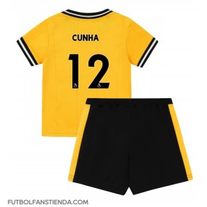Wolves Matheus Cunha #12 Primera Equipación Niños 2023-24 Manga Corta (+ Pantalones cortos)